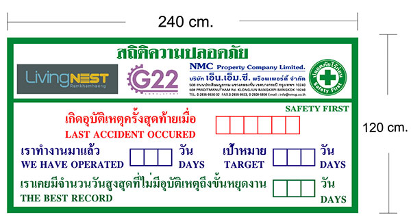 ป้ายสถิติความปลอดภัย safety record signs
