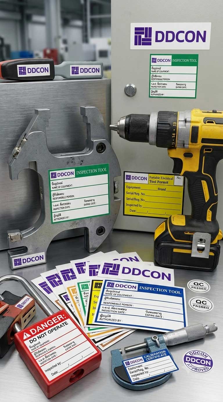 สติ๊กเกอร์ติดเครื่องมืออุปกรณ์ Sticker label tooling signs เครื่องมือช่าง ก่อสร้าง