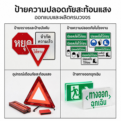 ป้ายสะท้อนแสง Reflective Signs สำหรับพื้นที่มืด