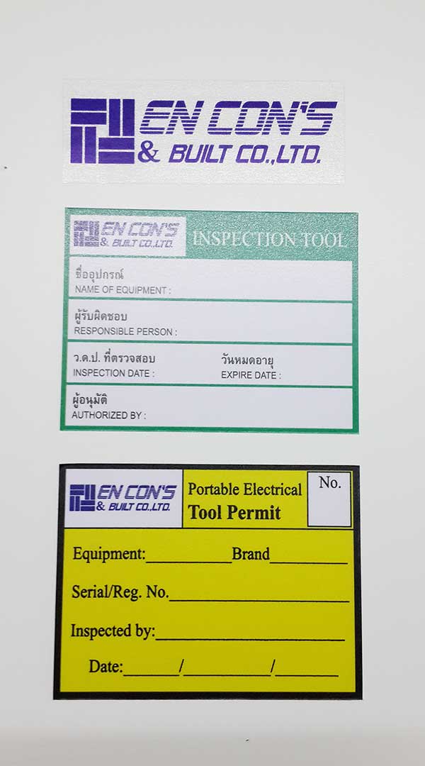 สติ๊กเกอร์ติดเครื่องมืออุปกรณ์ Sticker label tooling signs